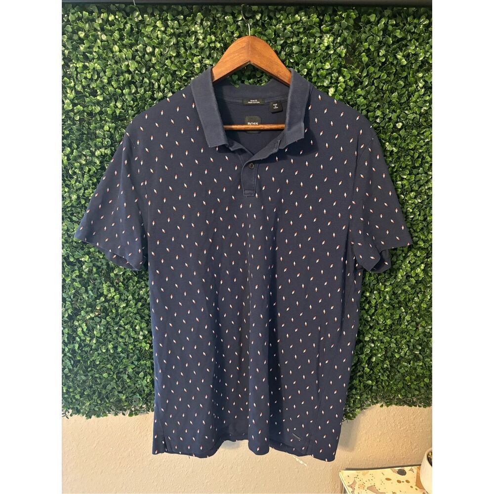 Hugo Boss Blue Pima Cotton Polo Sz XL